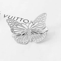 Fermaglio per capelli a farfalla argento con raffinato design metallico traforato - Farfalla Lato Destro / Argento