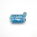 Blue acrylic western cowboy boot hair claw clip with golden floral patterns for women - Blue Cowboy Boots