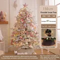 Luxuriöser 150cm rosa Kunstschnee-Weihnachtsbaum mit 41 Ornamenten und Lichtern - 5928 Rosa / 150cm Set (Ornamente + Baumhülle + Baum)