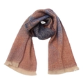 Macro detail of boucle yarn ginkgo leaf scarf with soft fringe in gradient blue and orange - 03# Brown Blue Pink