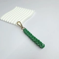 Handmade emerald green braided rope keychain with metallic gold climbing buckle - Green