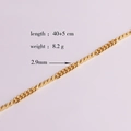 Detail view of 2.9mm gold plated copper chain showing 40+5cm length and 8.2g weight - Style 8 (2.9mm Curb Chain)