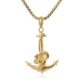 Collana gotica con ciondolo a forma di ancora e teschio dorato su catena intrecciata - Color Oro Con Catena (3,0 * 550 mm) / Oro