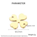 Detalle del colgante de trébol corazón dorado de 17mm en acero inox para hacer joyas - Dorado (KLJ5035-Z)