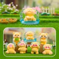 Yellow flocked panda figurines set featuring 7 creative crying expressions for desktop decor - 197-2 Little Crying Bear Flocked Box 6 / Full Box Set
