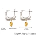 Pendientes de aro bicolor de acero inoxidable con colgante ovalado en plata y oro de 18k - Bicolor Oro y Plata (Aro Plata Colgante Oro)