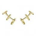 Ensemble de boucles d'oreilles dorées à trois couches avec un design géométrique - Style Triple Anneau / Or