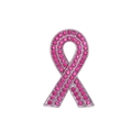 Roze lint speldje met kristallen voor bewustwording van borstkanker - Paars Strass Stijl (11073)