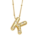 Collier doré avec pendentif lettre K, zircons scintillants et chaîne à boules délicate - Lettre K