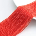 Strand of faceted red crystal glass ball beads for DIY jewelry and beaded curtains - 1MM String Approx 190pcs (Actual Size 2MM) / Light Red