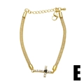 Gold mesh chain bracelet with zircon cross pendant and black center stone detail - Style E (White Zirconia Cross with Black Round Stone Center)