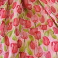 Casual floral cotton tote bag with pink tulip print and spacious shoulder design - Rose Red Tulip