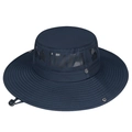 Chapeau de soleil bleu marine à large bord pour hommes avec mesh et cordon réglable - Réglable / Bleu clair