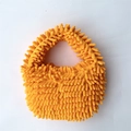Vibrant orange plush mop fabric handbag with soft candy-colored fuzzy textured design - Orange