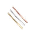 Detailed view of 5cm stainless steel extender chains in gold silver and rose gold colors - Gold