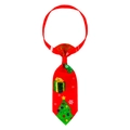 Red Christmas pet tie for cats and dogs featuring festive trees and snowflake patterns - Red Christmas Tree Gift Box