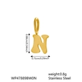 Golden stainless steel letter N pendant charm for customizable jewelry making - Letter N