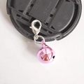 Colgante de campana rosa de metal con cierre de mosquetón plateado para bolsos - 12mm / Rosa