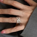 Minimalist silver butterfly and leaf ring in 925 sterling silver worn on finger - JZ0447-Hollow Butterfly