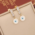 Orecchini a occhio greco dorati con cristalli e smalto blu su confezione regalo vintage - Orecchini (Stile 3)