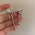 Asymmetric liquid metal heart earrings in bright silver finish for a trendy look - 54# Silver Needle-Silver-Heart