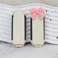 Portable cream white folding comb with pink bow and mirror for travel or daily use - Cream Yellow (Extractable Mirror-With Bow Sticker)