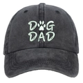 Washed dark grey baseball cap featuring DOG DAD embroidery with a dog paw print - Washed Grey DOG DAD Embroidery Baseball Cap