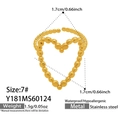 Detail of size 7 stainless steel heart ring with waterproof and hypoallergenic features - Hollow Heart Beaded Style (Y181) / Gold