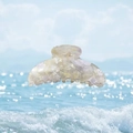 Iridescent pearl acetate hair claw clip in soft beige and purple colors for women - Translucent Light Purple