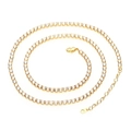Classica collana tennis dorata con pietre preziose tonde trasparenti e chiusura a moschettone - 3mm Oro/Zircone Bianco/40cm