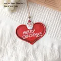 Red heart-shaped Nordic metal ornament with Santa motif and Merry Christmas text - Heart Santa Style 5