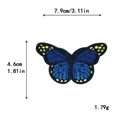 Dark blue butterfly embroidered patch with yellow dots on a white background - Large / With Adhesive / Dark Blue