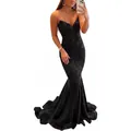 Sparkling black sequin mermaid evening gown with a sexy V-neck and slim fit silhouette - US size 2 (S) / Bottoms / Black