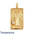 Golden tarot Temperance card pendant in rectangular shape with zircon inlay craft - 21. Temperance