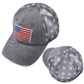 Vintage dark gray washed baseball cap with US flag patch and white star mesh back - Gray / Adjustable
