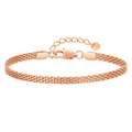 Elegant woven mesh bracelet for women in rose gold finish with lobster clasp closure - Rose Gold-Width 3mm Length 16+3cm