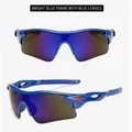 Cycling sunglasses in bright blue frame with blue mirrored lenses for outdoor sports - Bright Blue (Blue Mirror)