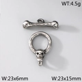 Silver stainless steel skull OT clasp jewelry connector with bone-shaped bar component - Style 9 Skull & Bone (KLJ8568-Z) / Matte Black