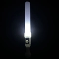 Close-up of a white glowing LED foam stick with handle and control button on black background - Show Round Wand White