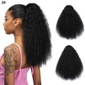 Long Yaki corn wave drawstring ponytail hair extension in dark brown shade 2# - Off Black (2#)