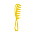 Yellow wide-tooth hair comb with S-shaped handle for curly hair styling and detangling - Yellow