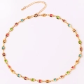 18K gold plated necklace featuring colorful square zircon stones on a fine adjustable chain - Necklace / 18K Gold