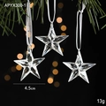 Three transparent acrylic star ornaments with silk ribbons for Christmas tree decor - Star/3Pcs
