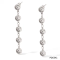 Orecchini pendenti in acciaio argento con cinque zirconi cubici tondi scintillanti - Argento Zircone Bianco(PDE541)