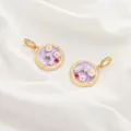 Purple enamel oil painting floral pendant with natural pearls and 22mm diameter charm - Style 15 Purple Floral Round Pendant