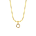 18K gold plated snake chain necklace with a round pearl-encrusted letter pendant - Style O
