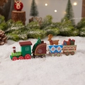 Red and green wooden Christmas train set featuring reindeer and gift box decorations - Multicolor Wooden Train 2 / Colorful