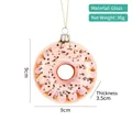 Pink frosted glass donut Christmas tree ornament with colorful beads and 9cm diameter - Donut Ornament