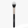 Professional powder brush with rose gold ferrule and soft black and white gradient bristles - Small Flame Highlighter Brush Black Gold