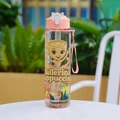 Gourde Shanhaijing rose avec paille, motif ballerine et dragonne de transport - 700ml / Nouveau-Rose Transparent